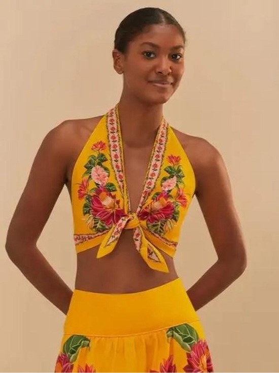 FARM Rio Tops - NWT FARM RIO Yellow Spring Awakening Organic Cotton Top